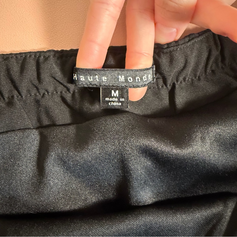Haute Monde Black Rhinestone Mini Skirt Sz M Sparkly Stretch Bodycon Party Club - Picture 5 of 9